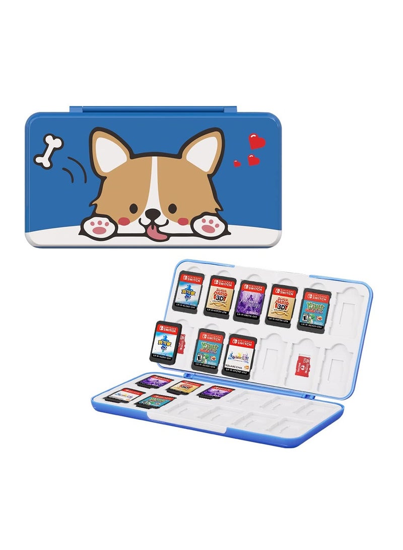 Excefore Game Card Case for Nintendo Switch OLED Game Card Micro SD Memory Cards with 24 Game Card Slots and 24 Micro SD Card Slots,Carbon Fibre Surface Shell Silicone Lining Portable Cartridge Storage Box  - Image 1