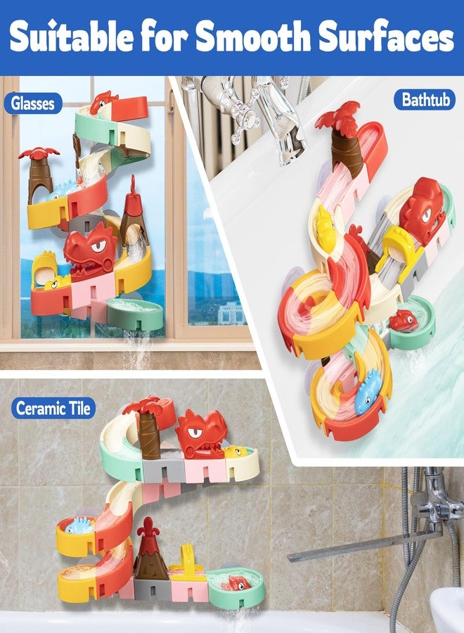 SOCBTNSO Dinosaur Slide Toys, Bath Toys for Kids, DIY Building Kit for Ages 5-7, Bathtub Time Birthday Gifts for Toddler 3 + Year Old (36 PCS) - Image 3