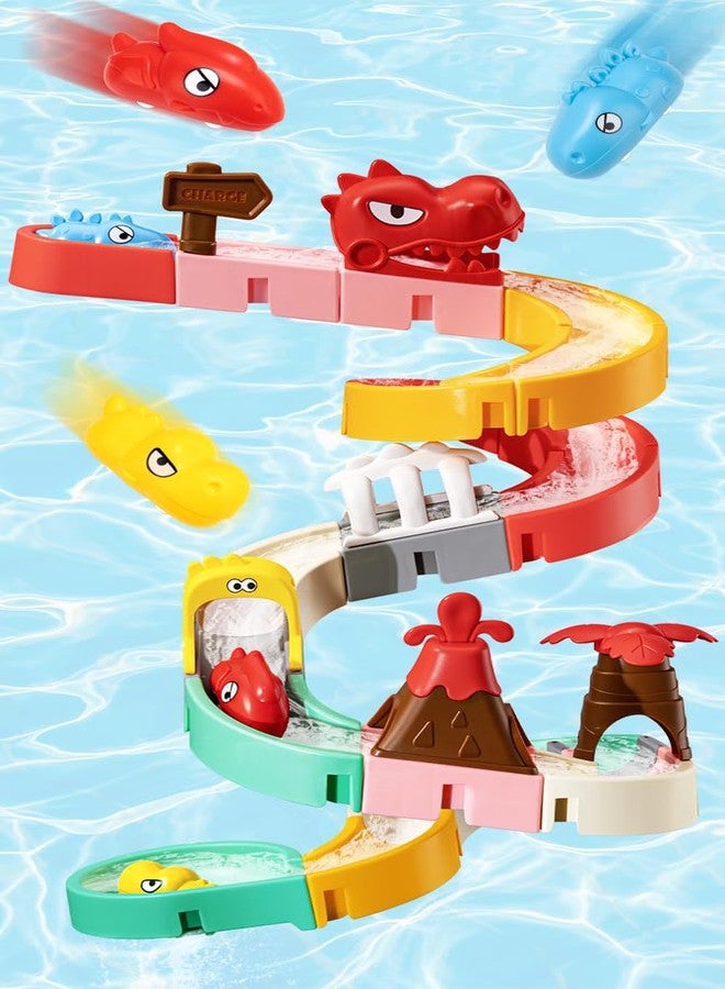 SOCBTNSO Dinosaur Slide Toys, Bath Toys for Kids, DIY Building Kit for Ages 5-7, Bathtub Time Birthday Gifts for Toddler 3 + Year Old (36 PCS) - Image 1