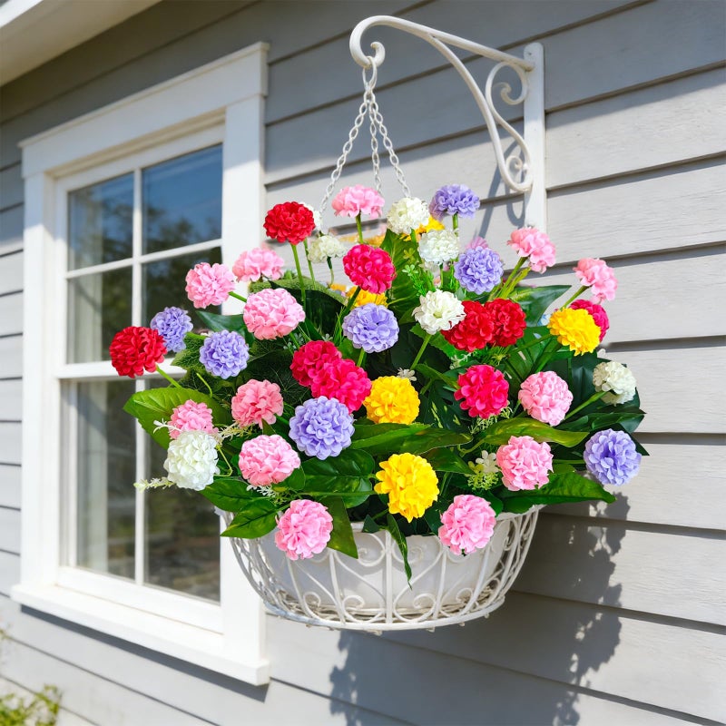 Cherica 10Pcs Artificial Flowers for Outdoors UV Resistantï¼Œ6Pcs Colorful Fake Mums Flowers and 4Pcs Outdoor Faux Plants Weatherproof Fake Plants Flowers for Indoor Outdoor Front Door Garden Proch - Image 5