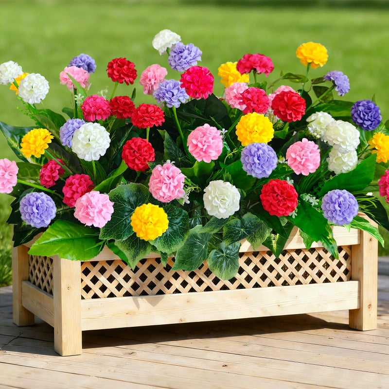 Cherica 10Pcs Artificial Flowers for Outdoors UV Resistantï¼Œ6Pcs Colorful Fake Mums Flowers and 4Pcs Outdoor Faux Plants Weatherproof Fake Plants Flowers for Indoor Outdoor Front Door Garden Proch - Image 1