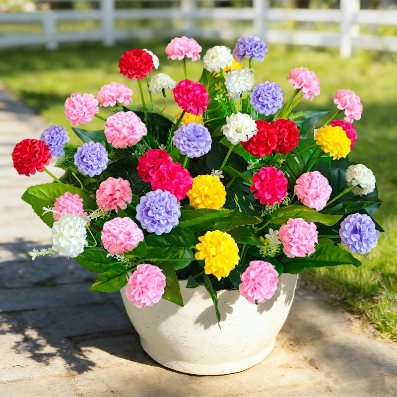 Cherica 10Pcs Artificial Flowers for Outdoors UV Resistantï¼Œ6Pcs Colorful Fake Mums Flowers and 4Pcs Outdoor Faux Plants Weatherproof Fake Plants Flowers for Indoor Outdoor Front Door Garden Proch - Image 3