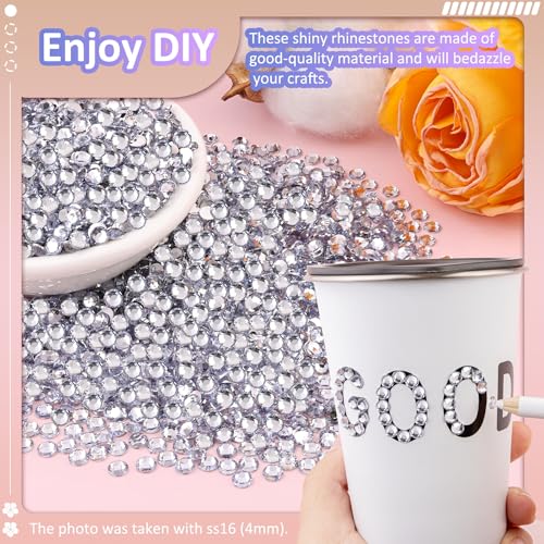 TINKRSTUFF 6000 قطعة من الكريستالات الراتنجية 3 مم مع 1 قطعة من لاصق المجوهرات B7000 سعة 10 مل للحرف اليدوية، كمية كبيرة من الجواهر المسطحة الشفافة، كريستالات رائعة بالجملة للحرف اليدوية، الملابس، الأكواب، الأحذية، فن الأظافر، القماش - Image 4