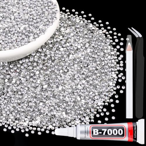 TINKRSTUFF 6000 قطعة من الكريستالات الراتنجية 3 مم مع 1 قطعة من لاصق المجوهرات B7000 سعة 10 مل للحرف اليدوية، كمية كبيرة من الجواهر المسطحة الشفافة، كريستالات رائعة بالجملة للحرف اليدوية، الملابس، الأكواب، الأحذية، فن الأظافر، القماش - Image 1