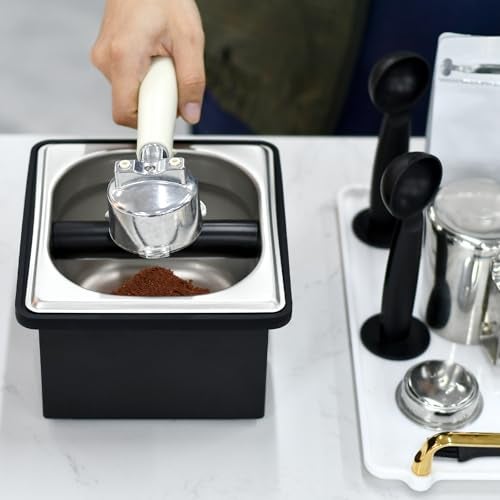 LYHLYA Espresso Knock Box, Stainless Steel Coffee Knock Box Large Capacity Coffee Pucks Container Espresso Machine Tool for Coffee Ground (Small) - Image 5