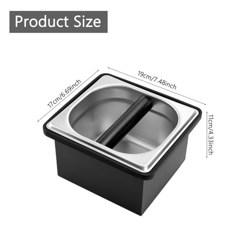 LYHLYA Espresso Knock Box, Stainless Steel Coffee Knock Box Large Capacity Coffee Pucks Container Espresso Machine Tool for Coffee Ground (Small) - Image 2