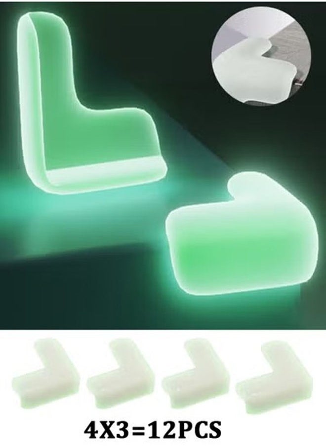 12 Pieces Clear PVC Table Corner Edge Protectors Glow-in-the-Dark Version