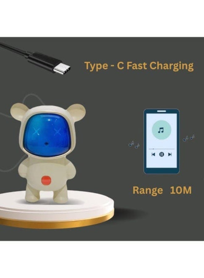 BDT AN152 Mini Wireless Bluetooth Speaker| 5-7Hrs Playtime| Vivid RGB Lights| RGB Sound Effect| Multi-Play Modes BTV5.3/TF Card/Pen Drive & Type-C Charging Port (Off white) - Image 3