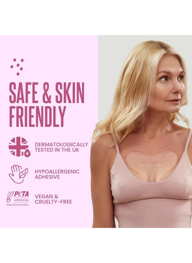 CLEVERFY REDUCE BREAST WRINKLES WHILE YOU SLEEP - Experience a visible smoothing effect overnight on cleavage wrinkles with Cleverfy Silicone Breast Patches for Women - Image 2