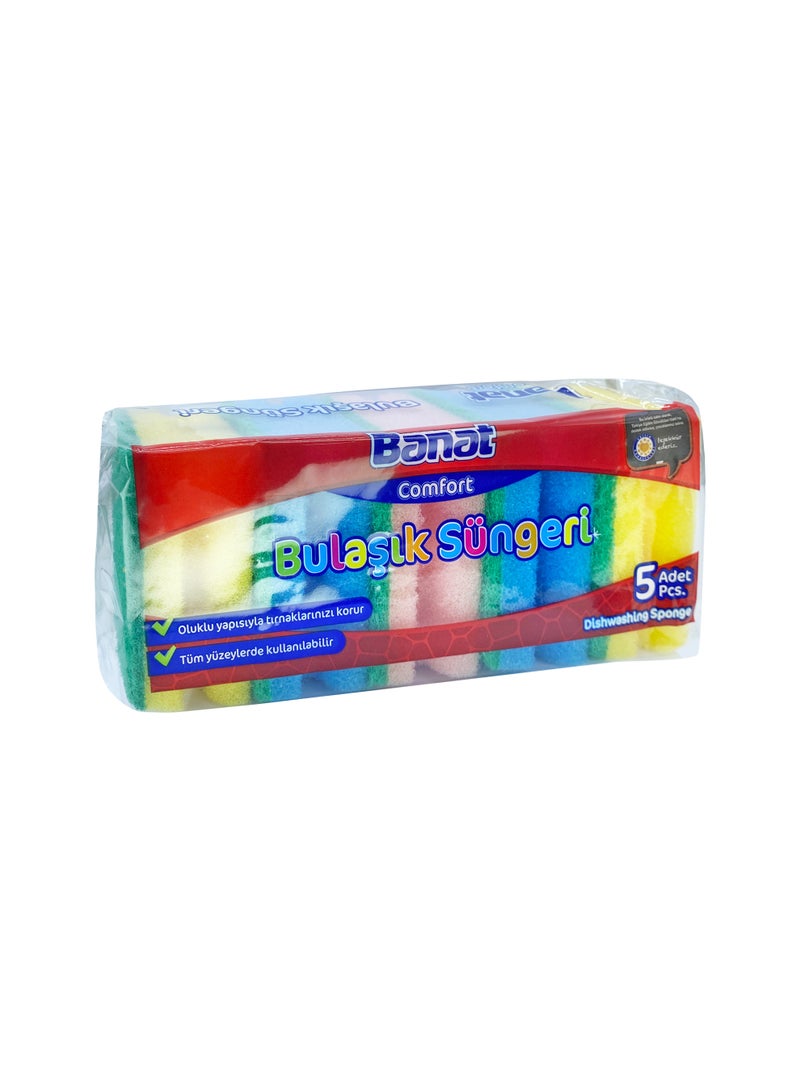 Banat Dishwashing Sponge Corrugated 5 pieces - Image 1