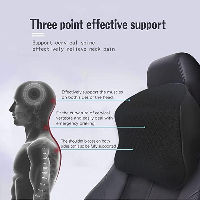 CRENTILA CAR Neck Pillow,Neck Pain Relief For Long Drive CAR Seat Back Head Rest Memory Foam For Driving With Adjustable Strap,And Breathable Removable Cover (Pillow) (CAR Pillow), Black - Image 5