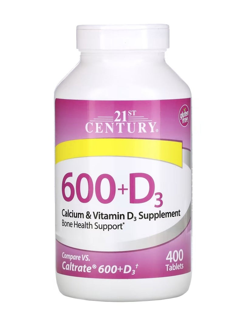 21st Century 600 Plus D3 Calcium Supplement - 400 Tablets - Image 1