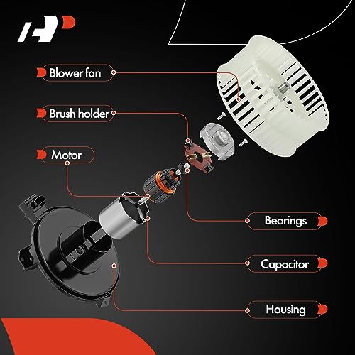 A-Premium HVAC Heater Blower Motor Assembly Compatible with BMW Vehicles - 525i, 525xi, 528i, 528i xDrive, 528xi, 530i, 530xi, 535i, 535i xDrive, 535xi, 545i, 550i, 645Ci, 650i, M5, M6 - Front Side - Image 4