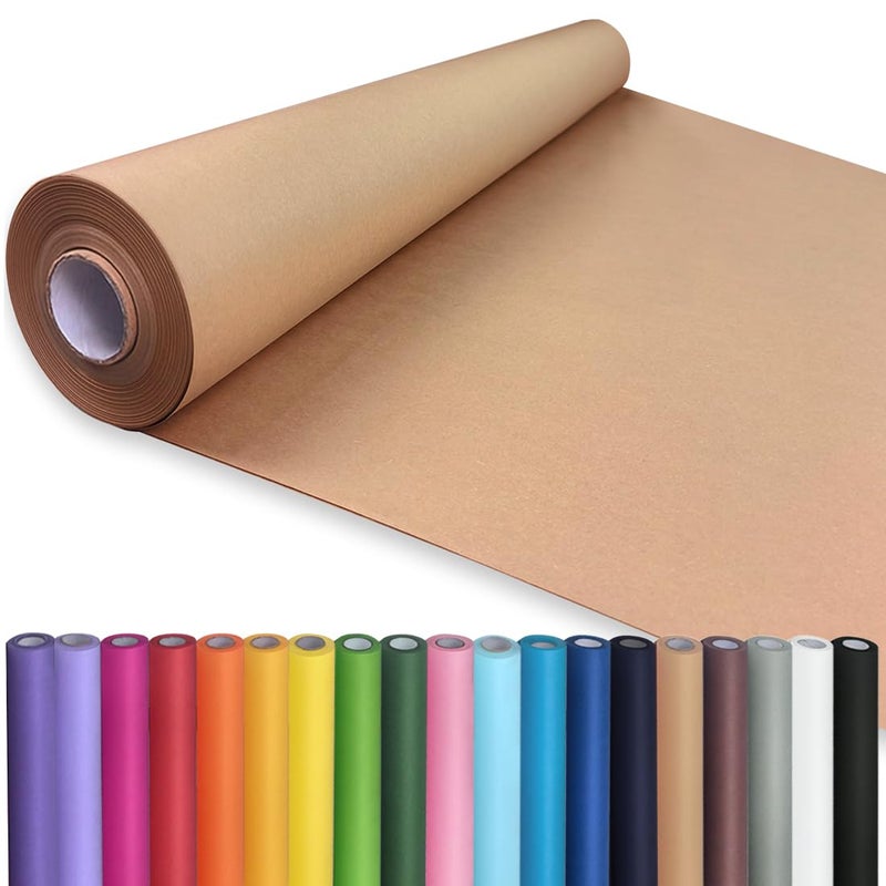 PH PERKHOMY PerkHomy Brown Kraft Paper Roll 36" x 1,440" (120') for Craft Bulletin Board Paper Art Table Covering Crafting Gift Wrapping Bouquet Packing Parcel 70GSM 50LB (Brown, 36" x 120') - Image 1