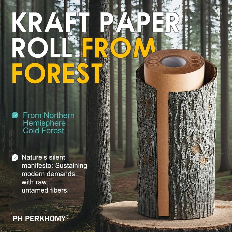 PH PERKHOMY PerkHomy Brown Kraft Paper Roll 36" x 1,440" (120') for Craft Bulletin Board Paper Art Table Covering Crafting Gift Wrapping Bouquet Packing Parcel 70GSM 50LB (Brown, 36" x 120') - Image 3