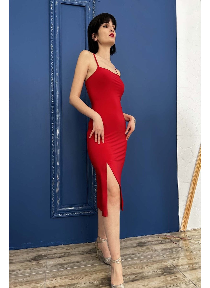Due Stelle Women's Black Front Slit Lycra Dress - No Underwear  - Image 1