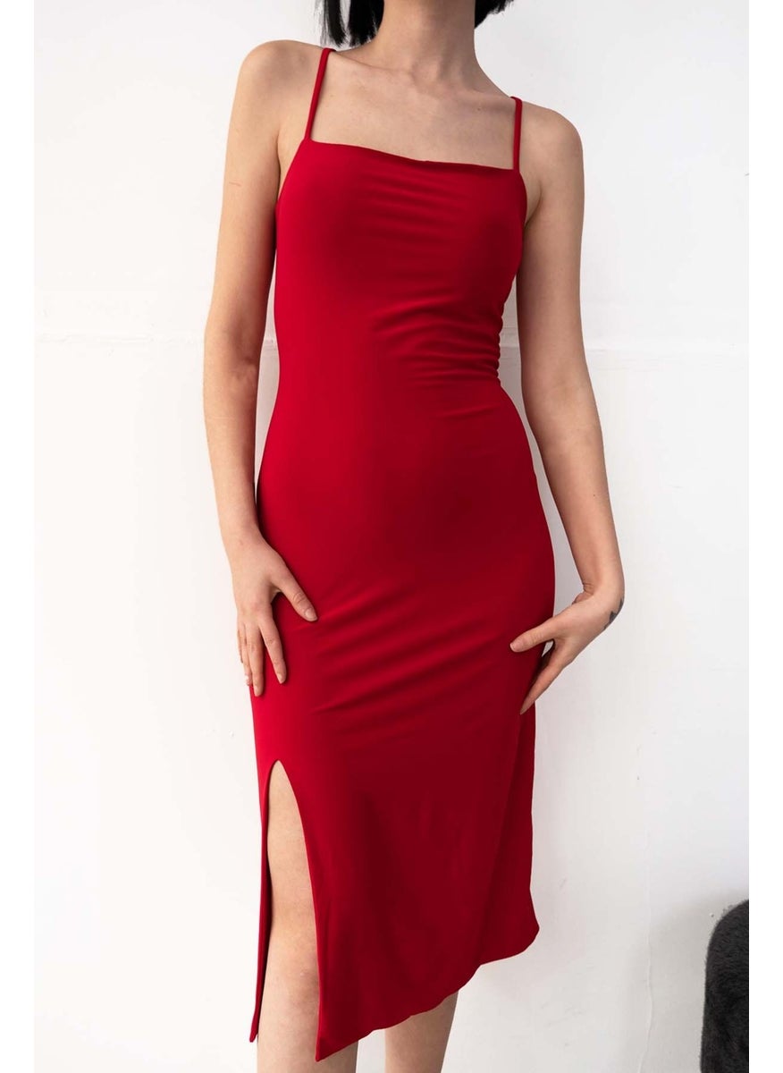 Due Stelle Women's Black Front Slit Lycra Dress - No Underwear  - Image 3
