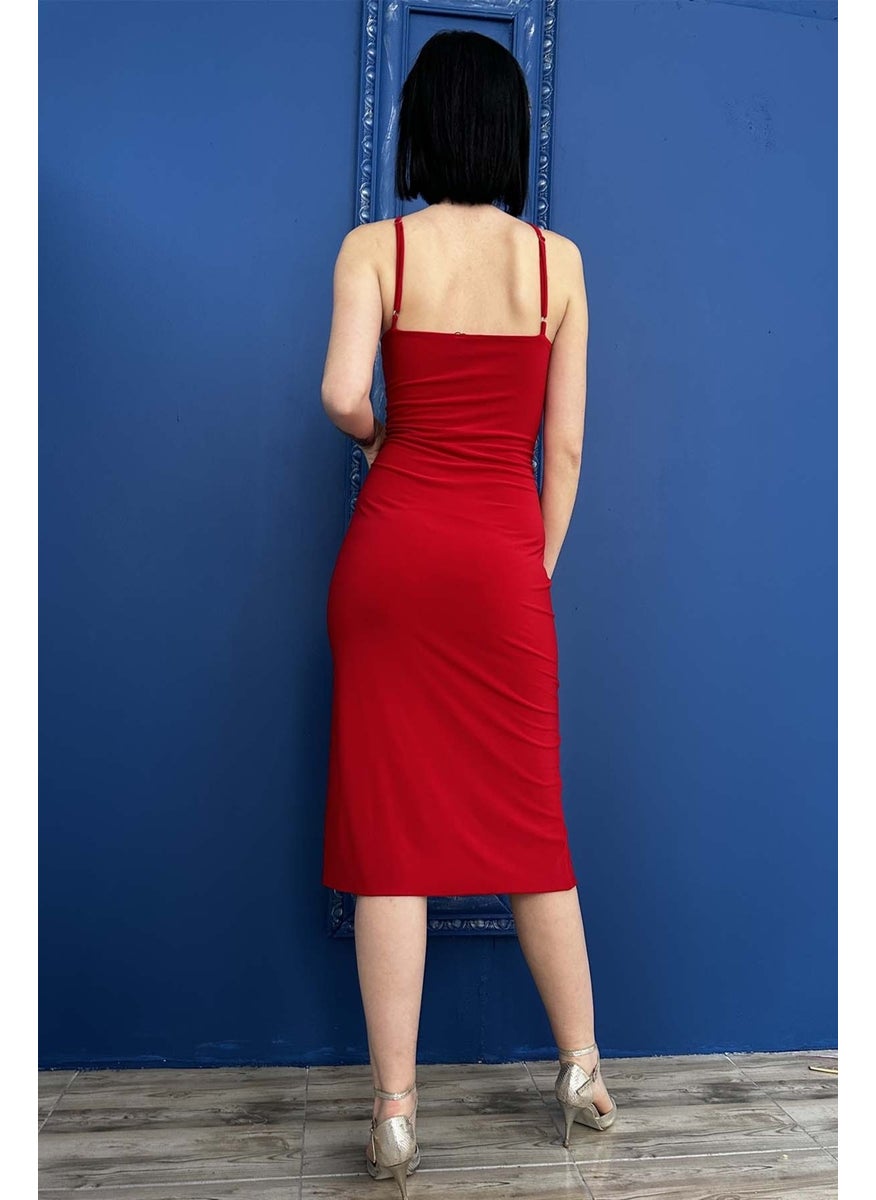 Due Stelle Women's Black Front Slit Lycra Dress - No Underwear  - Image 2