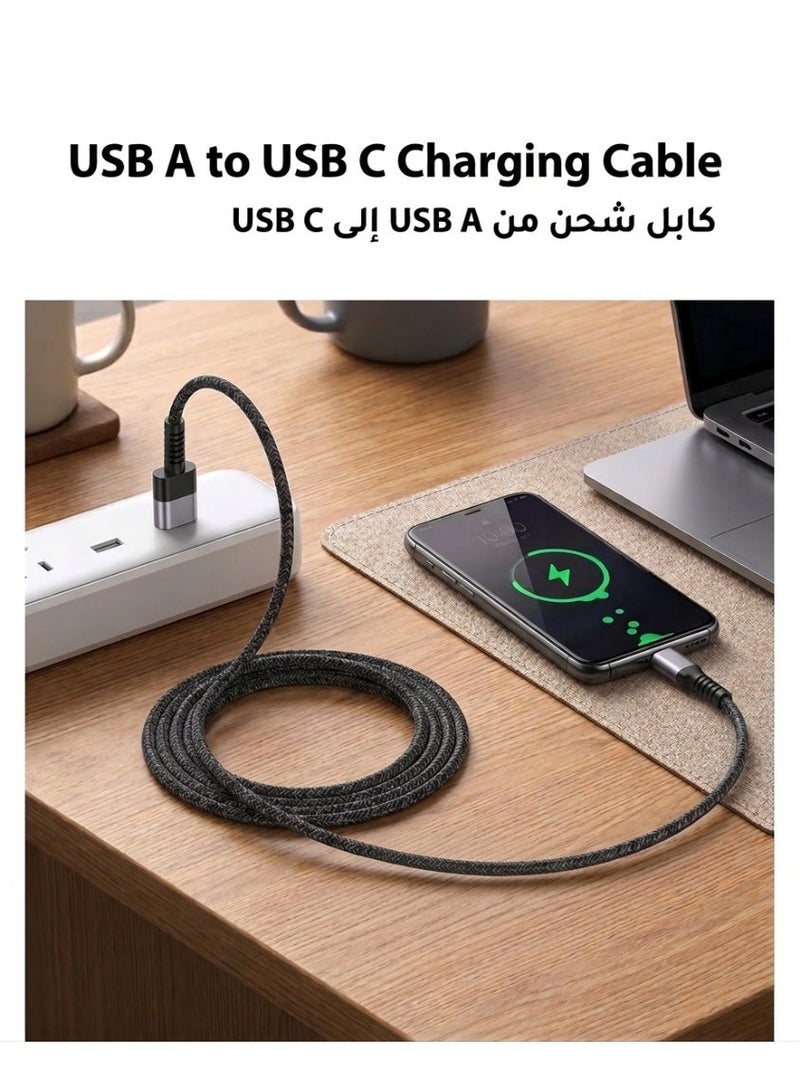 micro speed 2-Pack USB A to USB C Cable, 120W 6A Fast Charger Cord, 1M Premium Nylon Braided Wire for Fast Data Sync & Charging, Compatible with Samsung Galaxy, Xiaomi, Oppo, Vivo & All Type-C Devices - Image 5