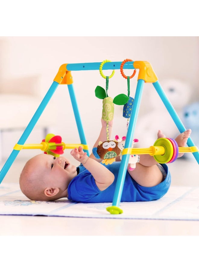 NQOOH Baby Hanging Rattle Toys – 4 Soft Plush Animal Crib and Stroller Toys with Bell Sounds, Clip-On for Car Seat, Developmental Sensory Toys for Newborns 0-12 Months - Image 3