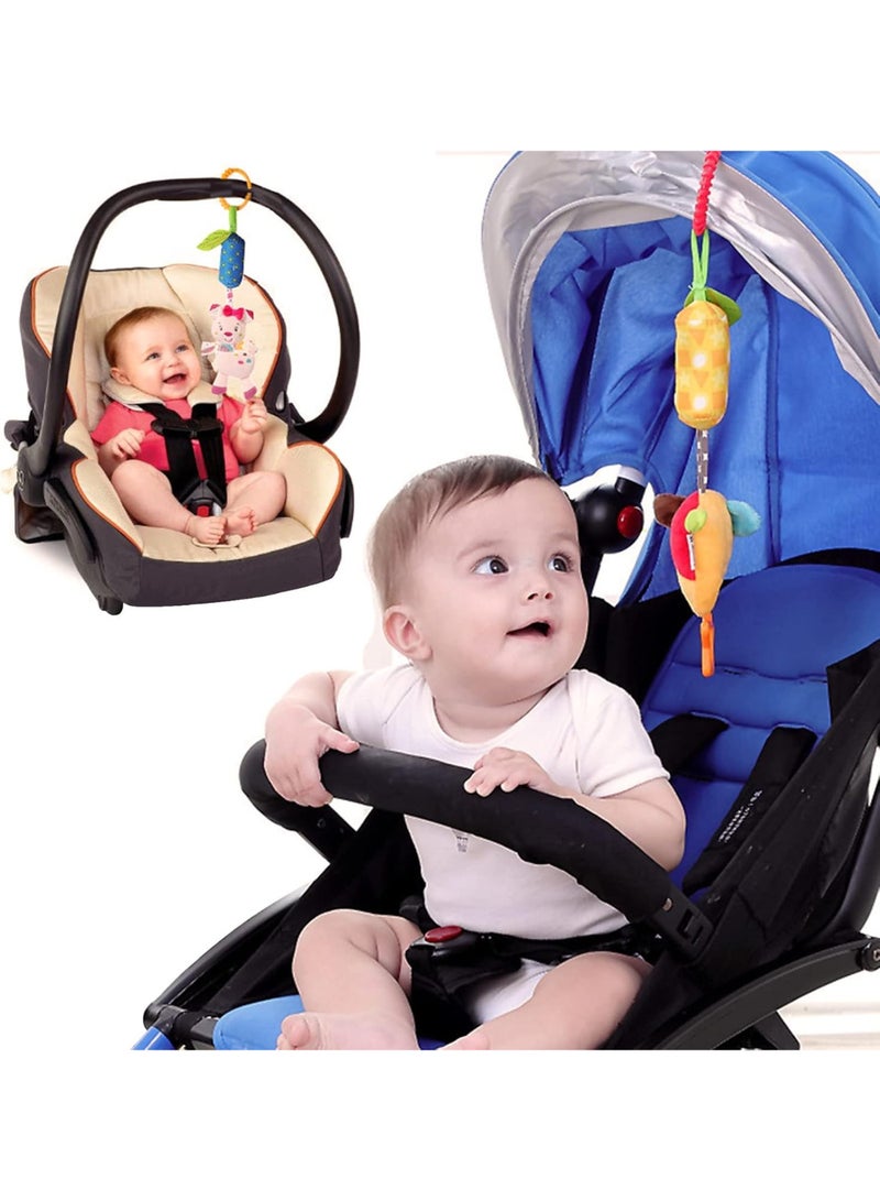 NQOOH Baby Hanging Rattle Toys – 4 Soft Plush Animal Crib and Stroller Toys with Bell Sounds, Clip-On for Car Seat, Developmental Sensory Toys for Newborns 0-12 Months - Image 4