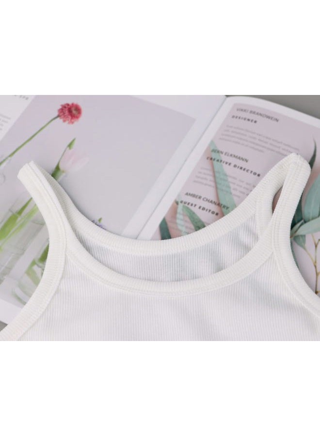 KAMISSY Women Basic Crew Neck Crop Tank Top Solid Rib-Knit Binding Crop Top, White, XS - Image 4