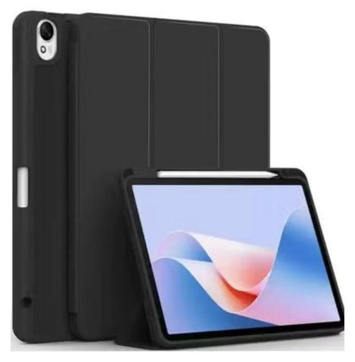 VKL حافظة متوافقة مع هواوي ميت باد 11.5" س 2024 (DMG-W00 TGR-W10)، غطاء خلفي مرن من TPU مع حامل قلم ووظيفة الاستيقاظ/النوم التلقائية لميت باد 11.5" س (أسود)