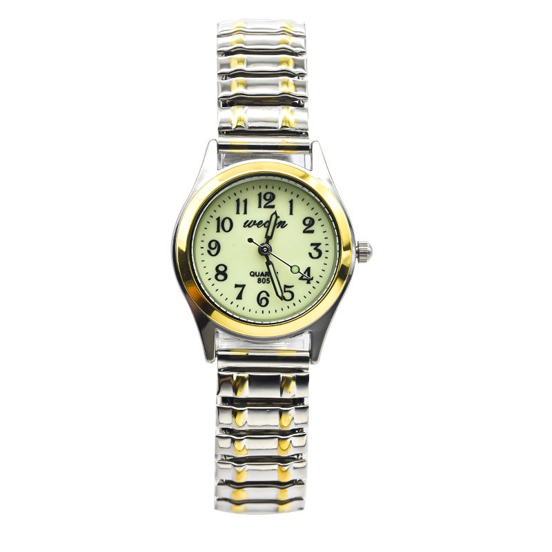Elastic Steel Band Fashion Casual Gift Women's watch with fluorescent gold belt