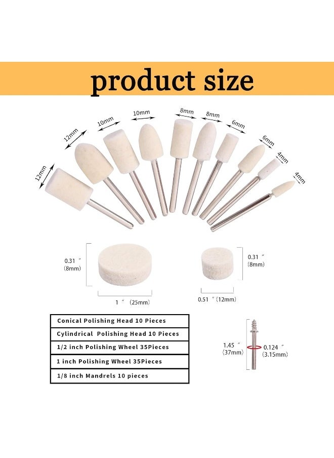 Generic 100PCS Polishing Buffing Wheel for Dremel Polishing Kit, Polishing Wheel for Dremel Tool Accessories, with 1/8" Shank for Dremel Buffing Wheels  - Image 1