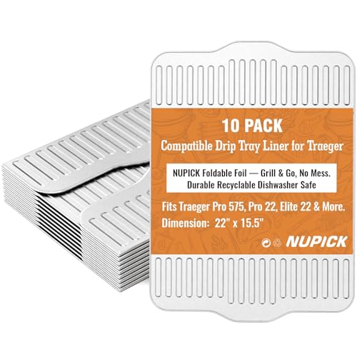 NUPICK 10-Pack BAC507 Grill Drip Tray Liners for Traeger Pro 575, Pro 22 and Elite 22, Grill Accessories for Traeger, Aluminum Disposable Drip Trays,Heat-Resistant Grill Accessory, 22in X 15.5in - Image 1