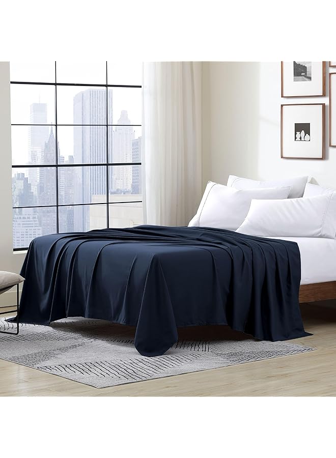 إيروريكس ملاءة سرير مفردة بحجم كينج 102 بوصة × 105 بوصة، أزرق داكن - Image 2