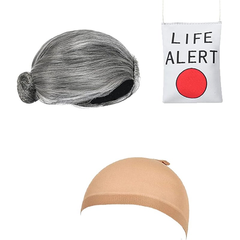 Z-Shop Old Lady Costume for Girls 100th Day of School Costume Grandma Granny Dress with Wig for Kids - Image 3