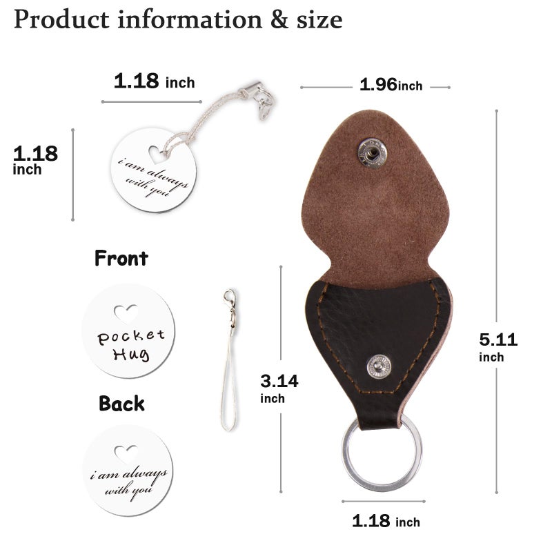 Qunrwe Pocket Hug Token,Long Distance Gifts Keepsake,Double Sided Inspirational Thinking of you Gift with Leather Keychain (Circle-i am always with you) - Image 2