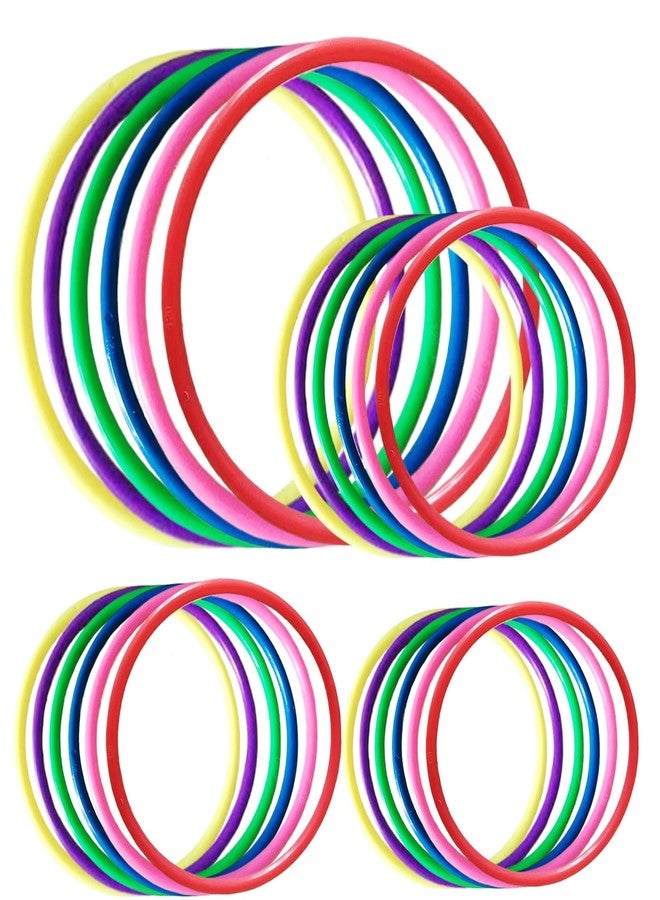 UGrandF 24PCS 4 Sizes Plastic Ring Toss Game Set - Outdoor Yard Games for Family Party, Speed & Agility Training Toys for Kids Adults - Includes Carnival Birthday Bridal Shower Party Favors (Colors May Vary) - Image 1