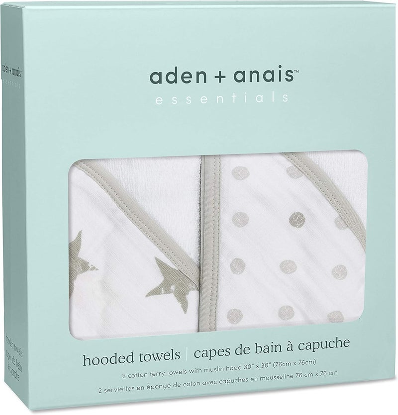 aden + anais Classic Hooded Baby Bath Towel, 100% Terry Cotton, 2 Pack, Dusty - Image 3