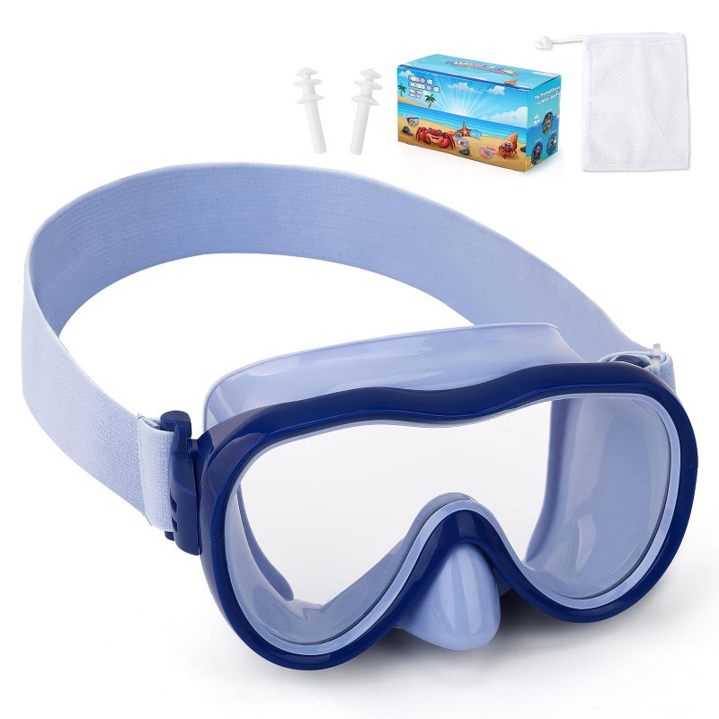 Wave Kids Swim Goggles with Nose Cover, Anti-Leak Swim Mask with Elastic Fabric Strap, UV Protection Swimming Goggles for Kids - Image 1