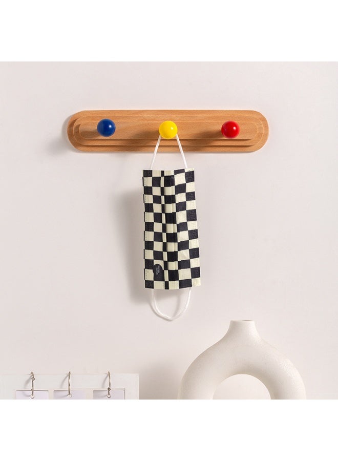 1pcs Wall Mounted Coat Rack,Multi Hook Hangers, Entryway Hanging Coat Rack, Wood Coat Rail With 3 Hooks, For Bedroom, Bathroom,Foyer, Living Room, Household Items - Image 1
