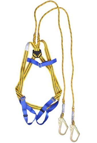 Karam Basic Safety Harness with Adjustable Chest & Thigh Straps | Equipped with Two Lanyards (2.0m) with Both Side Hooks | Construction Harness for Fall Protection | KI01(PN206D)(PP)(2.0M) - Image 5
