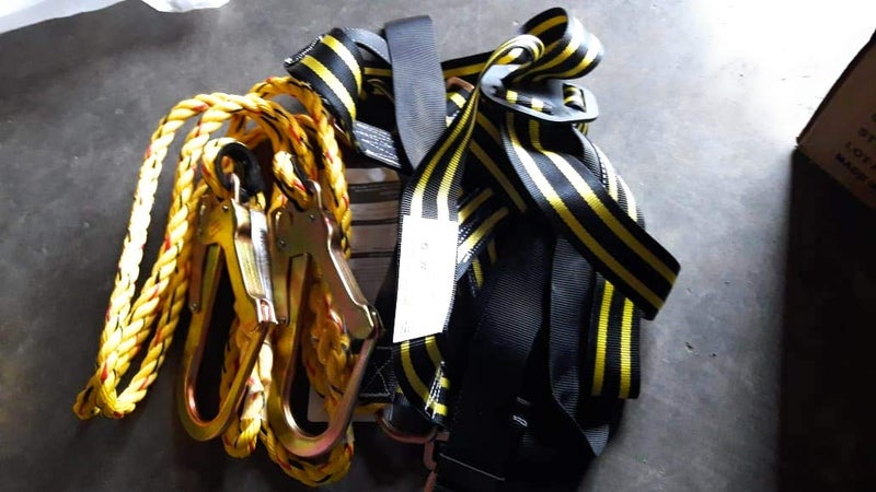 Karam Basic Safety Harness with Adjustable Chest & Thigh Straps | Equipped with Two Lanyards (2.0m) with Both Side Hooks | Construction Harness for Fall Protection | KI01(PN206D)(PP)(2.0M) - Image 3