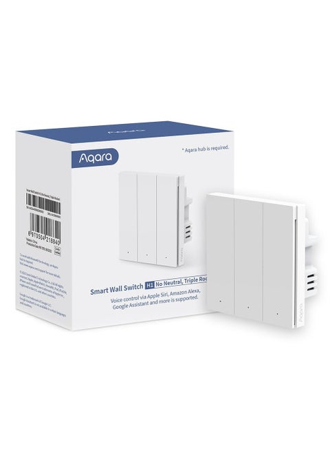 Aqara Smart Wall Switch H1 No Neutral, Triple Rocker