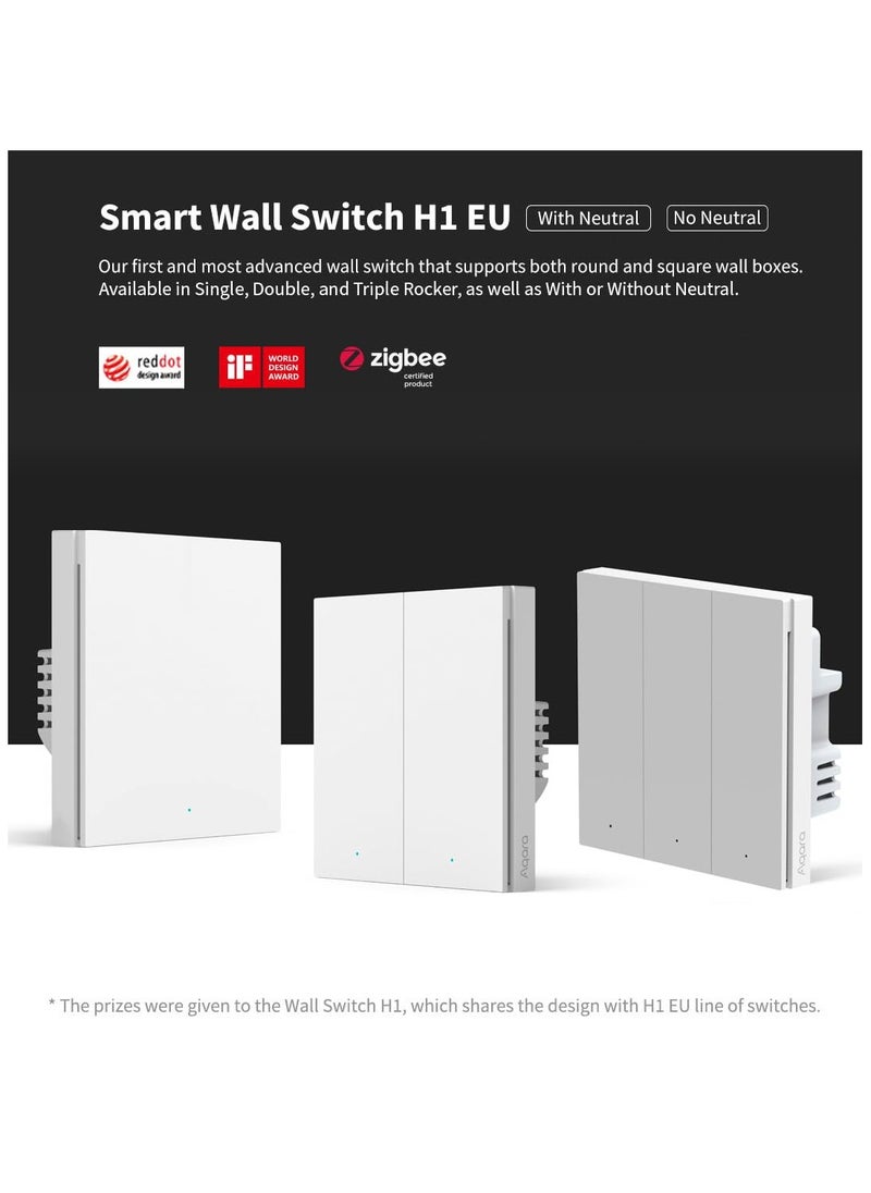 Aqara Smart Wall Switch H1 No Neutral, Triple Rocker