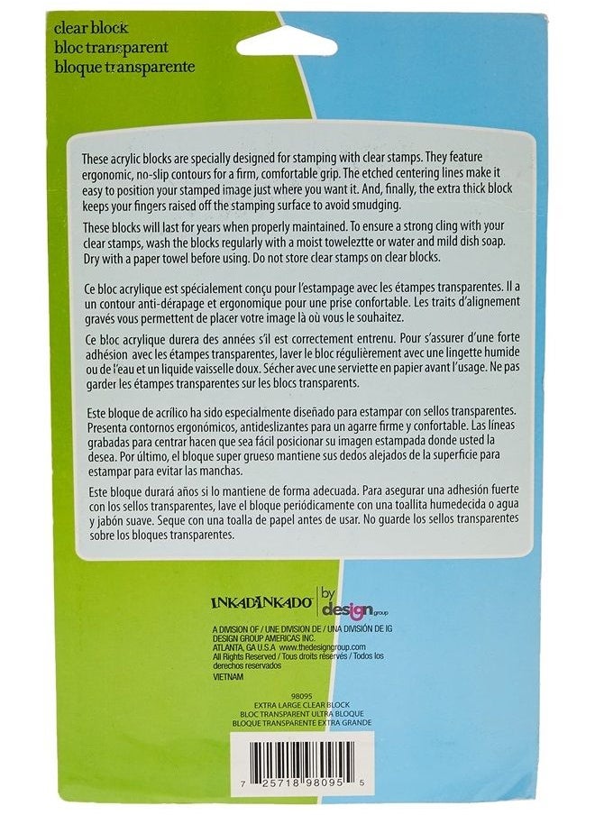 Inkadinkado - Extra Large Acrylic Mounting Block for Clear Stamps, 4.5'' W x 6.5'' L - Image 1