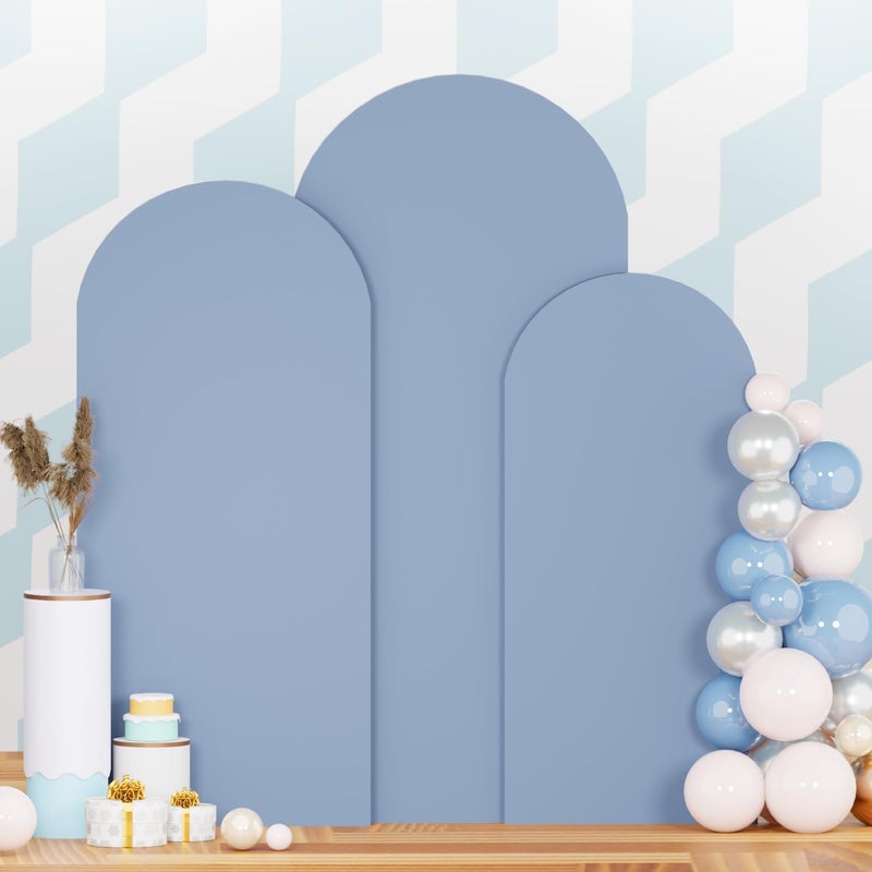 PATYDEST Dusty Blue Wedding Arch Cover Set of 3 Arch Cover Backdrop Fabric 4ft 5ft 6ft Spandex Fit Backdrop Covers for Arched Stand Arches Frame Wall Cover for Birthday Baby Shower Party Arched Stand Covers - Image 1