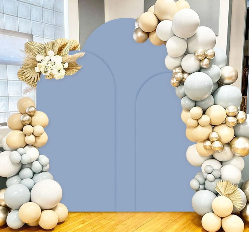 PATYDEST Dusty Blue Wedding Arch Cover Set of 3 Arch Cover Backdrop Fabric 4ft 5ft 6ft Spandex Fit Backdrop Covers for Arched Stand Arches Frame Wall Cover for Birthday Baby Shower Party Arched Stand Covers - Image 3