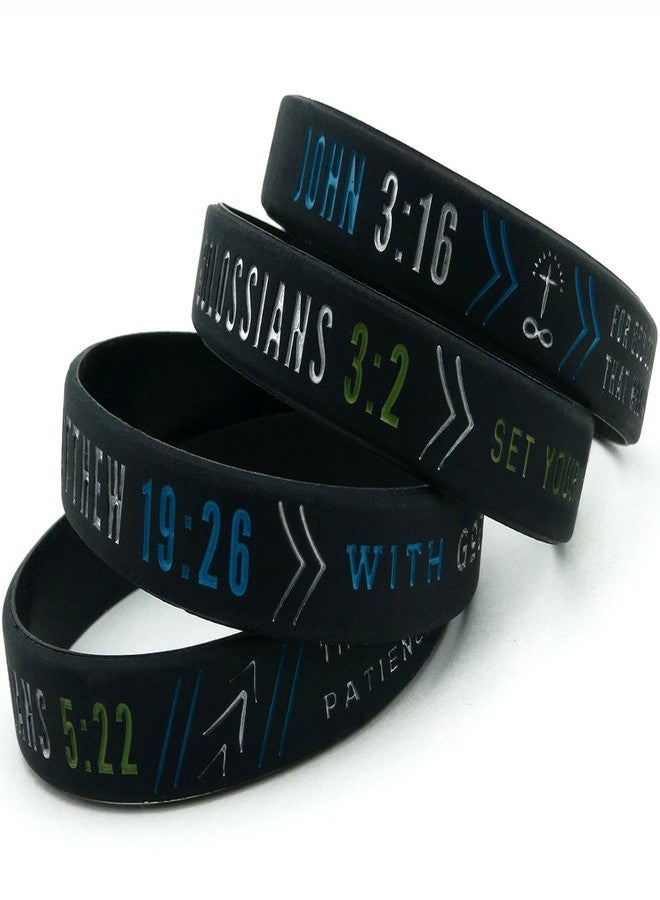 Inkstone Christian Silicone Wristbands w/Scriptures (Set of 4) - Unisex Bible Verse Jewelry for Men Women Rubber Bracelets Religious Gifts for Men - Image 2