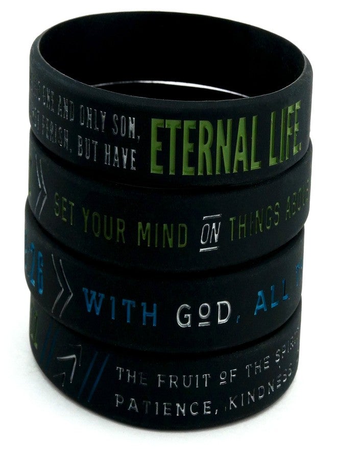 Inkstone Christian Silicone Wristbands w/Scriptures (Set of 4) - Unisex Bible Verse Jewelry for Men Women Rubber Bracelets Religious Gifts for Men - Image 3