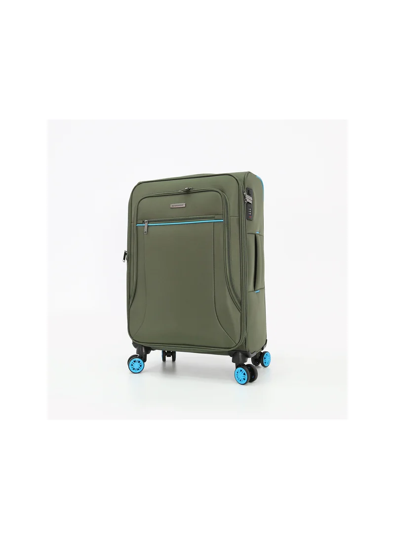 GIORDANO Softside Luggage Spinner Trolley Bag 3 Pieces Set,Green (S-20",M-24",L-28")