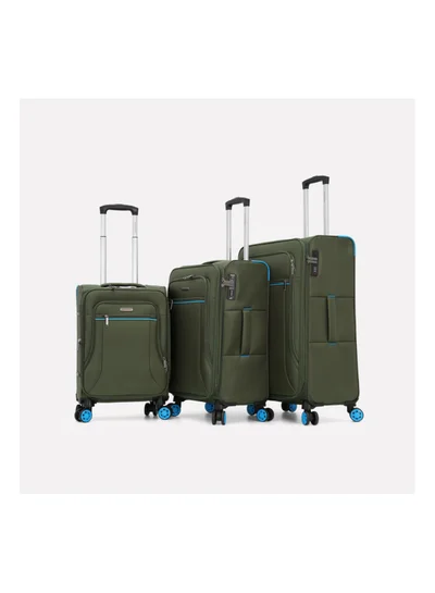 GIORDANO Softside Luggage Spinner Trolley Bag 3 Pieces Set,Green (S-20",M-24",L-28")