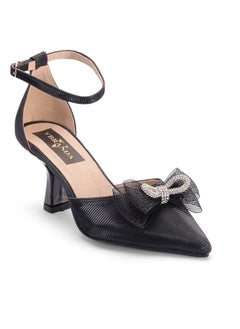 Vbranda Elegant sandal with a tulle bow and crystal details, perfect for special occasions. C-58-BLACK  - Image 1