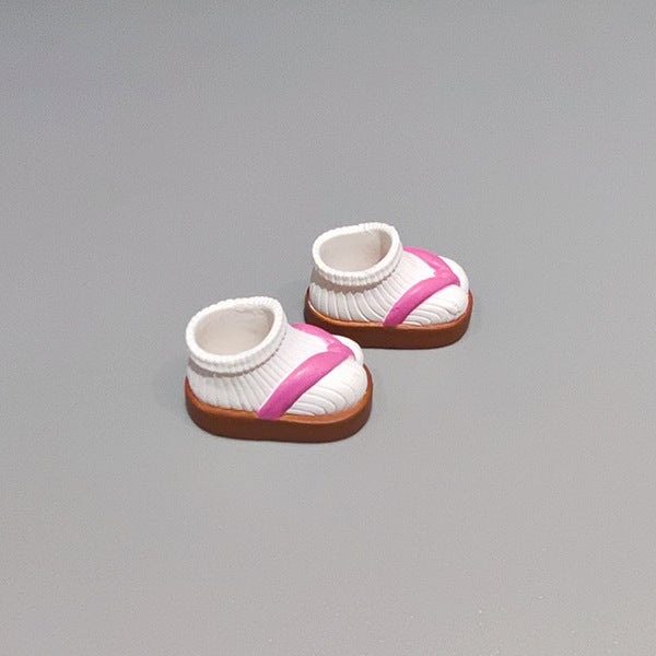 YMY Doll Clogs 12pt bjd Joint Doll Shoes ob11Wooden Shoes-White (pink belt) Wooden Shoes-White (pink belt) 
